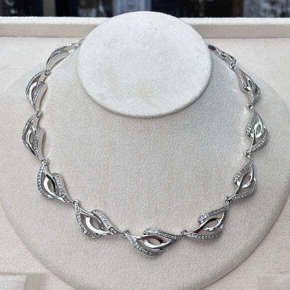 D'Orlan Jewelry - D’Orlan Rhodium Plated Necklace with Swarovski Crystals 16-18”